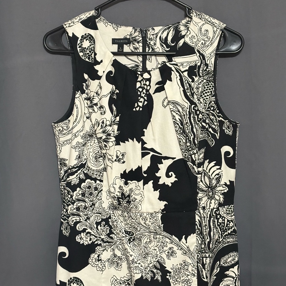 Talbots Monochrome Paisley Sleeveless Dress